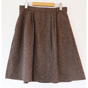 Modcloth Brown Wool Blend Full Knee Length Skirt L